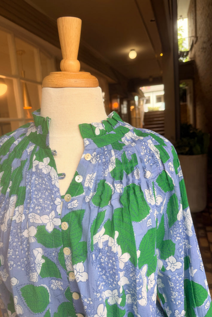 Floral Print Gathered Neck Blouse