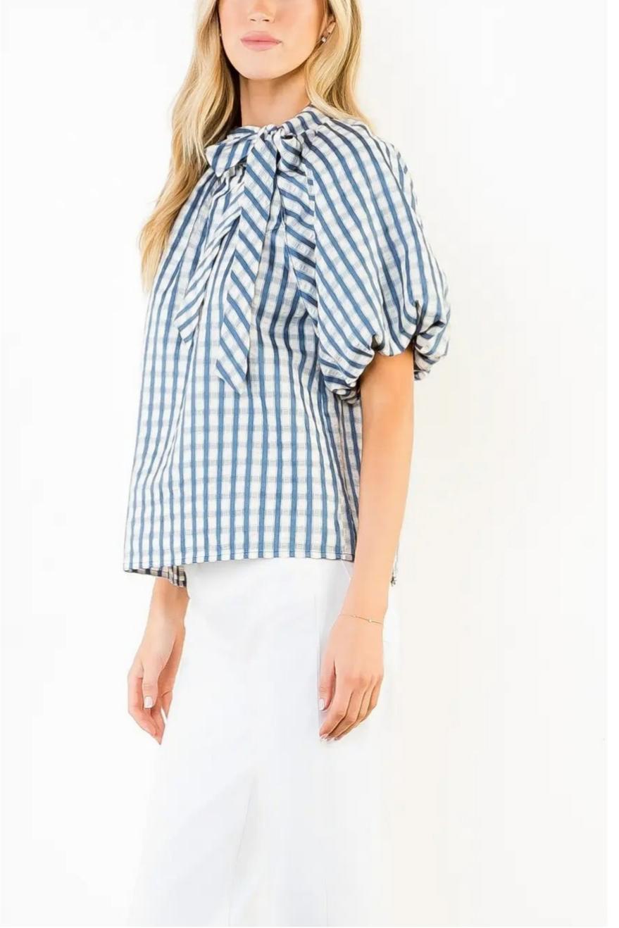 Gingham Puff Sleeve Top