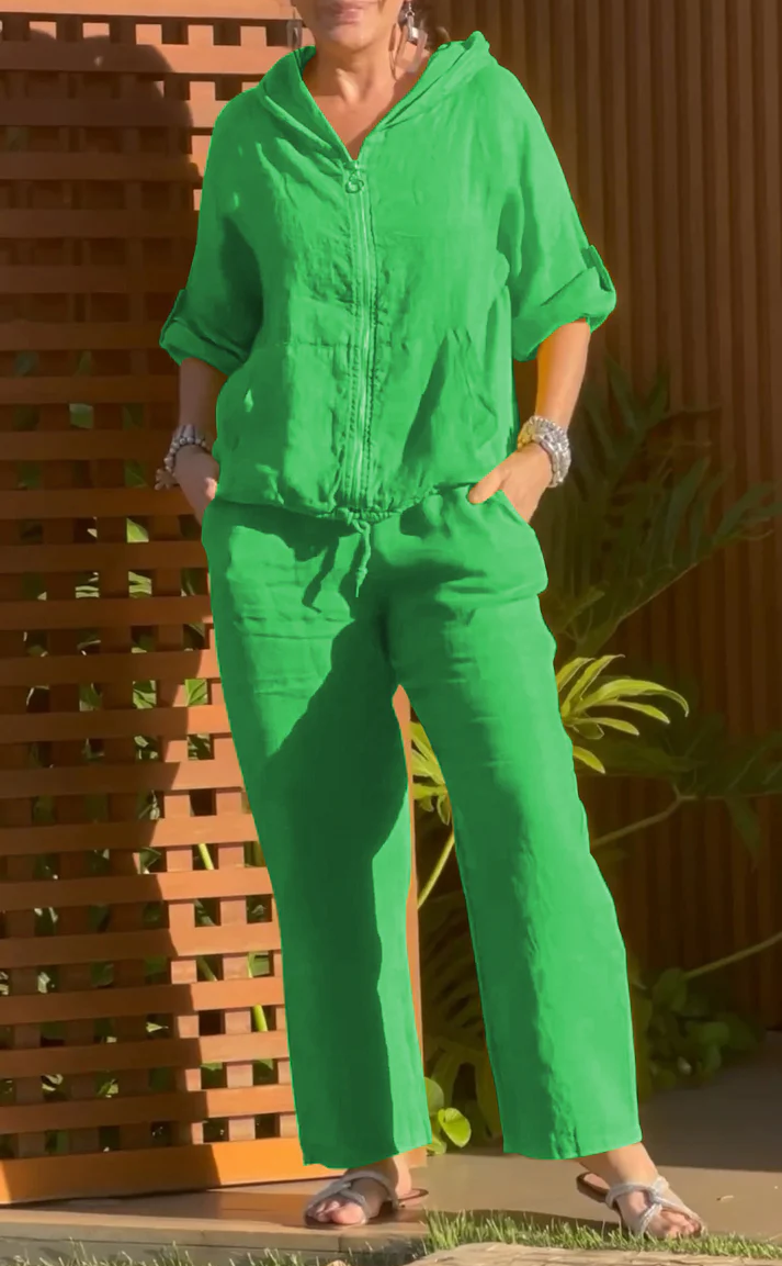 Casual Hooded Zipper Two-piece Suit