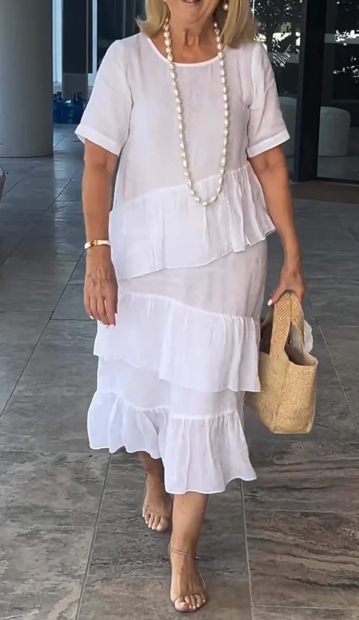 Casual Solid Color Short Sleeve Dress