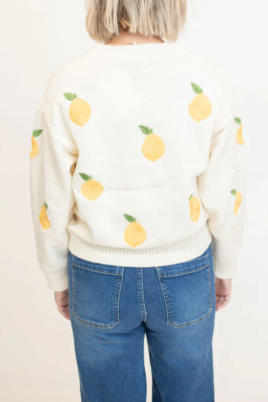 Lemon Embroidered Sweater