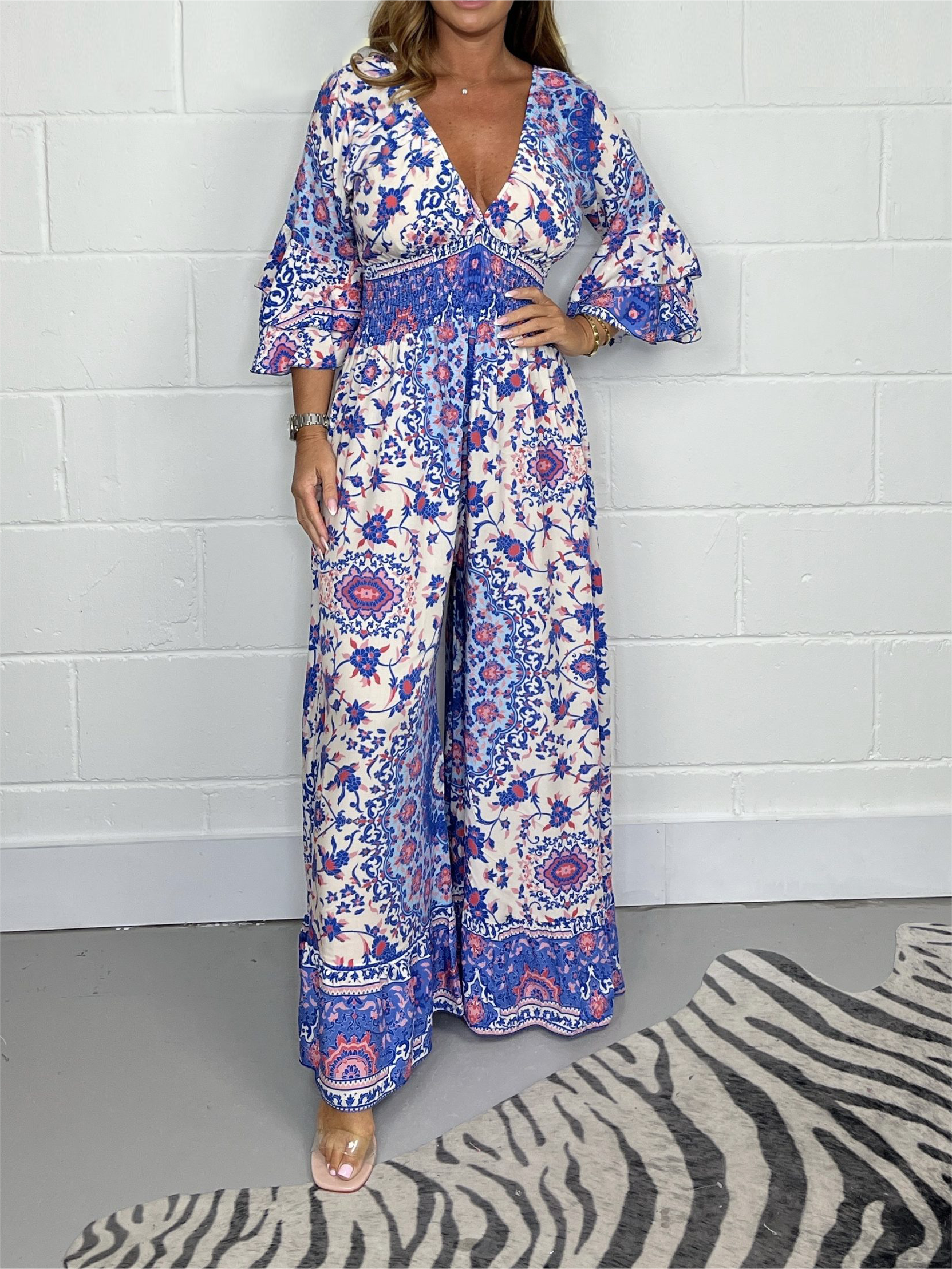 Black & Green Paisley Floral Printed Jumpsuit