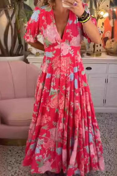 Long And Wide Printed Dress