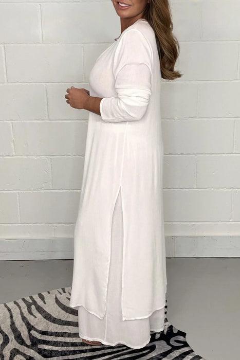 2 Pieces Casual Suit With Long Top And Trouser