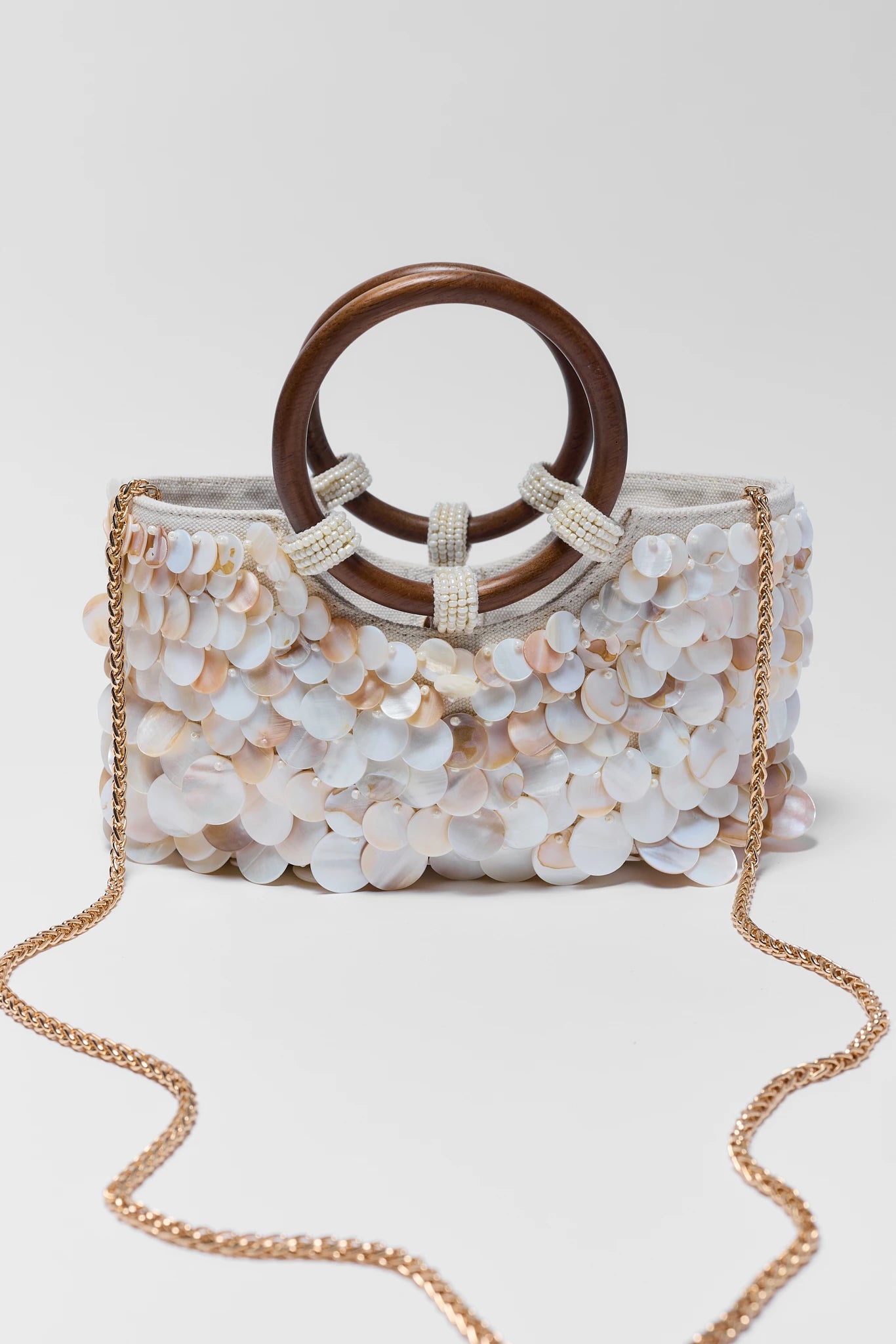 Ivory Shell Embellished Bag