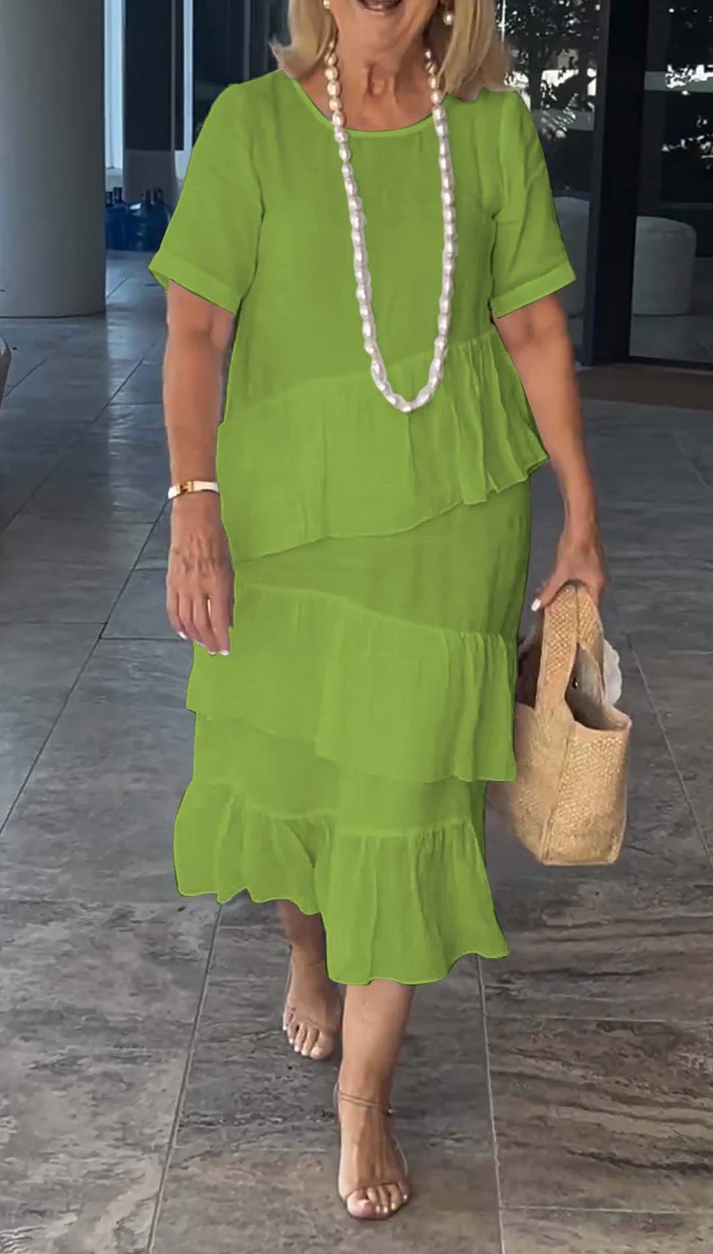 Casual Solid Color Short Sleeve Dress