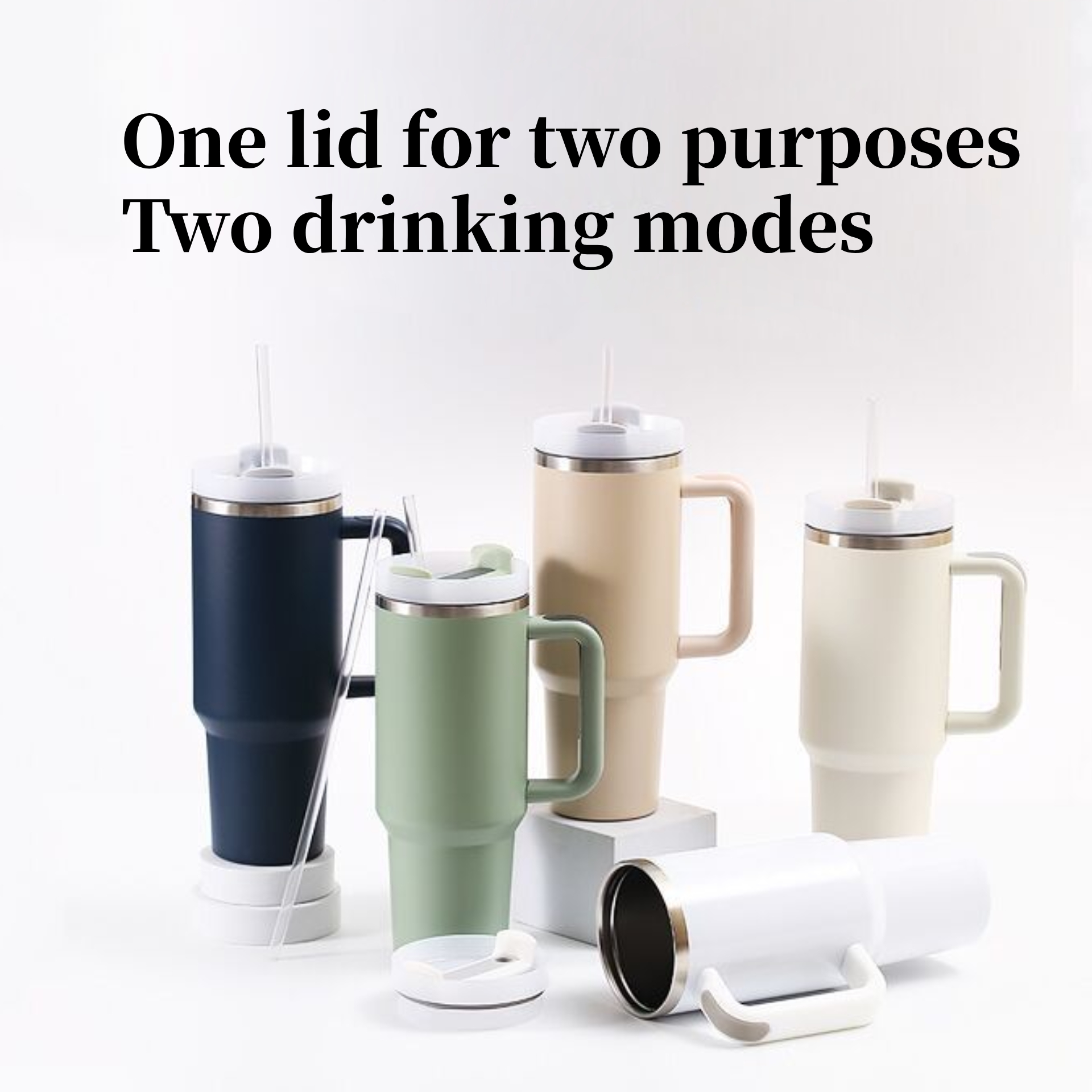Stainless steel vacuum flask, 40oz large capacity car flask with lid and straw