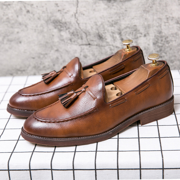 Mens genuine leather business casual leather shoes