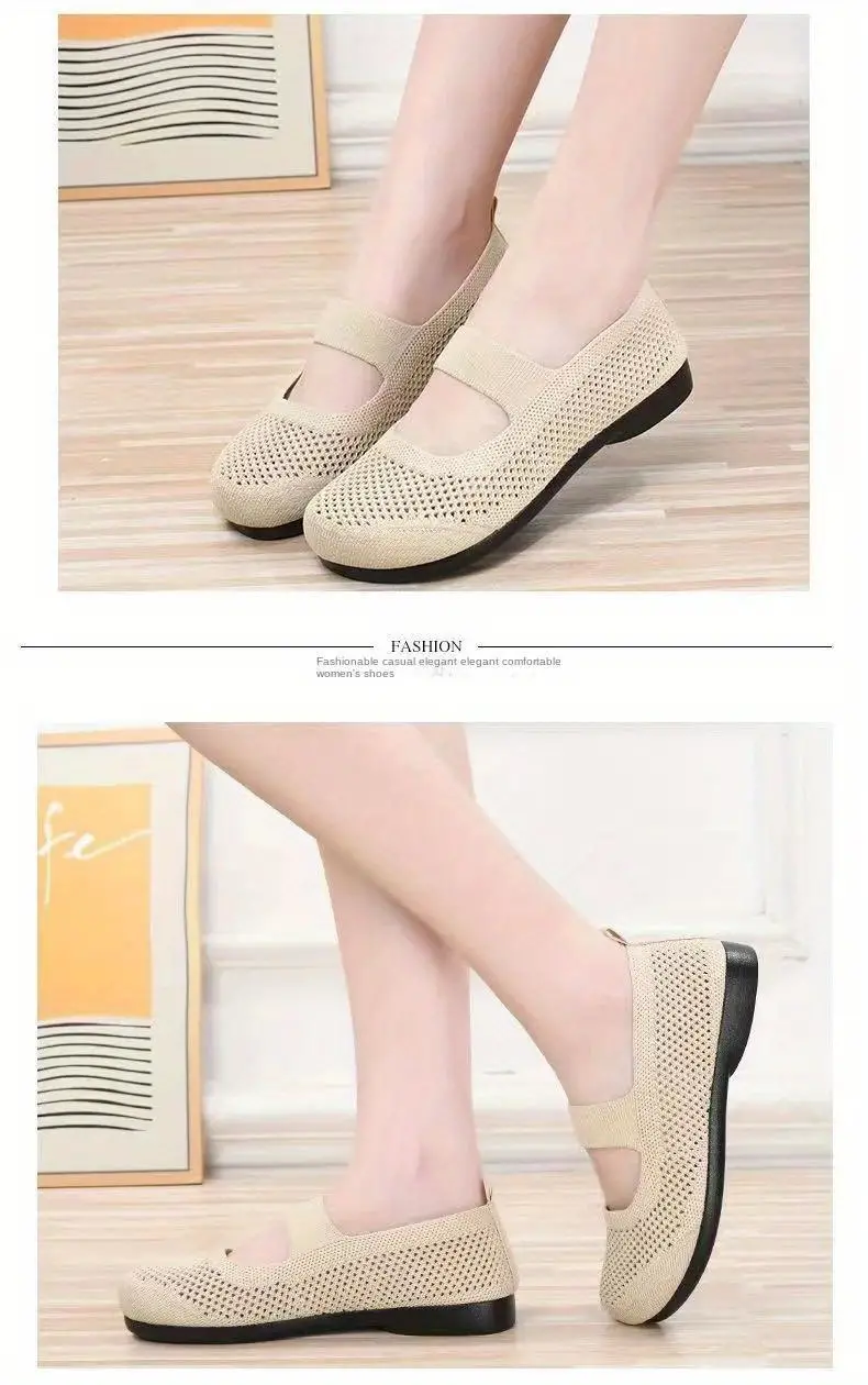 solid color mesh flats women s ankle band lightweight slip details 3