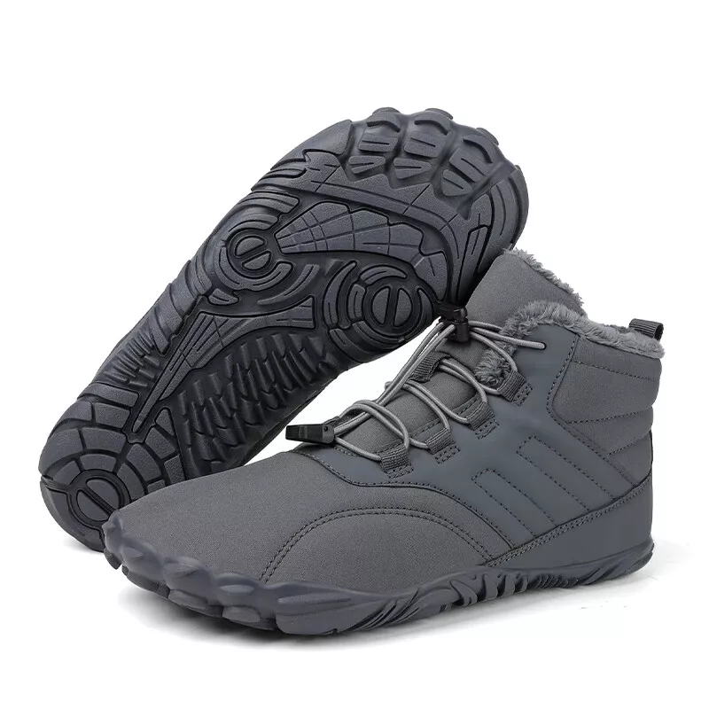 Winter Men Snow Boots Warm Plush Barefoot Ankle Boot Outdoor Hiking Shoes
