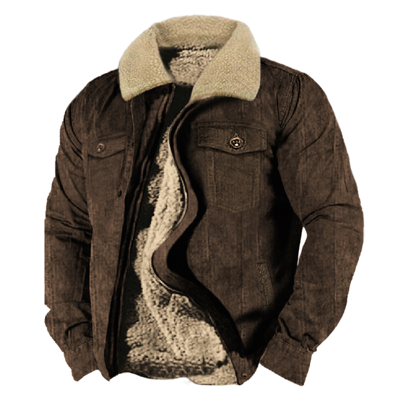 Men's Vintage Thick Lapel Pocket Tactical Jacket