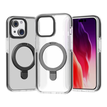 IPHONE 15 PLUS ANTI-SCRATCH TPU+ACRYLIC PHONE BACK CASE COMPATIBLE WITH MAGSAFE KICKSTAND