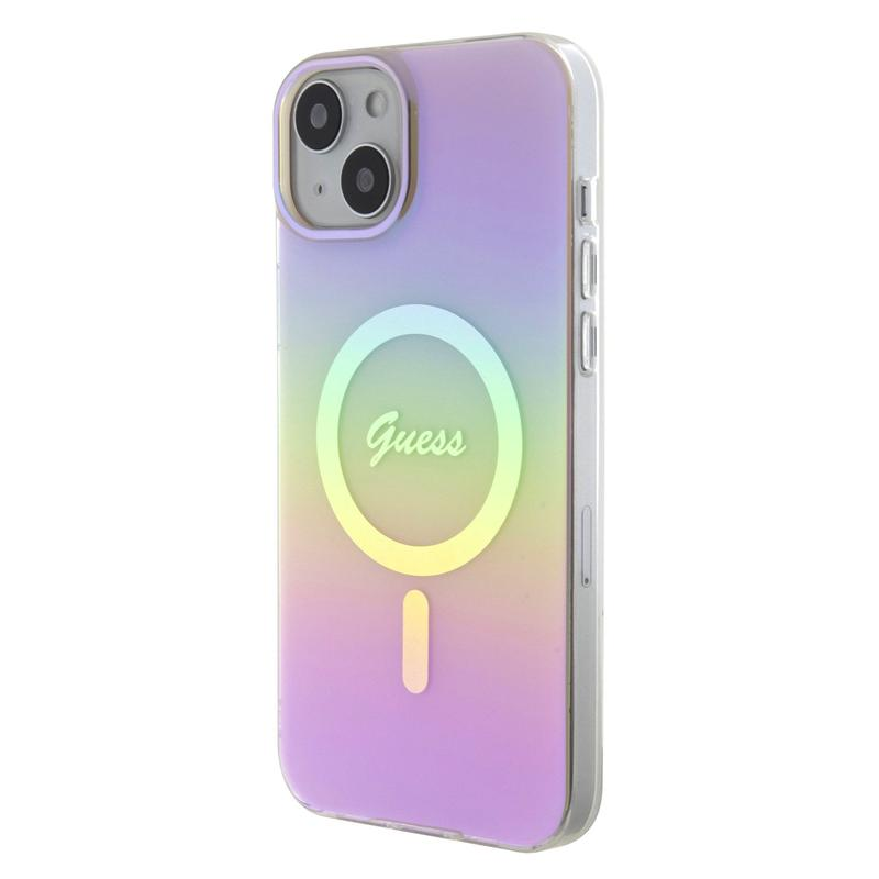 IPHONE 15 GUESS IML IRIDESCENT SCRIPT MAG CASE
