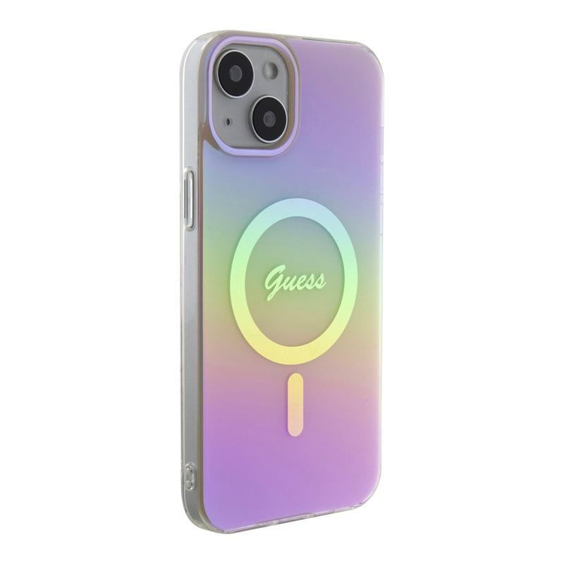 IPHONE 15 GUESS IML IRIDESCENT SCRIPT MAG CASE