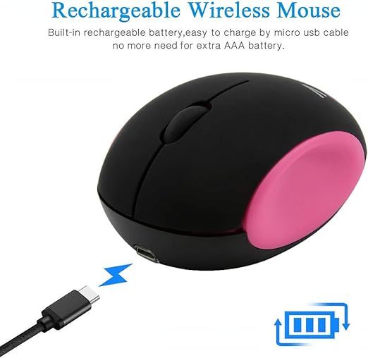 2.4GHz Wireless Mouse Cute Small Silent Mouse Portable Mini Rechargeable Optical Mice Cartoon Computer Mouse 3 Buttons Cordless Mouse for Laptop Desktop PC Notebook
