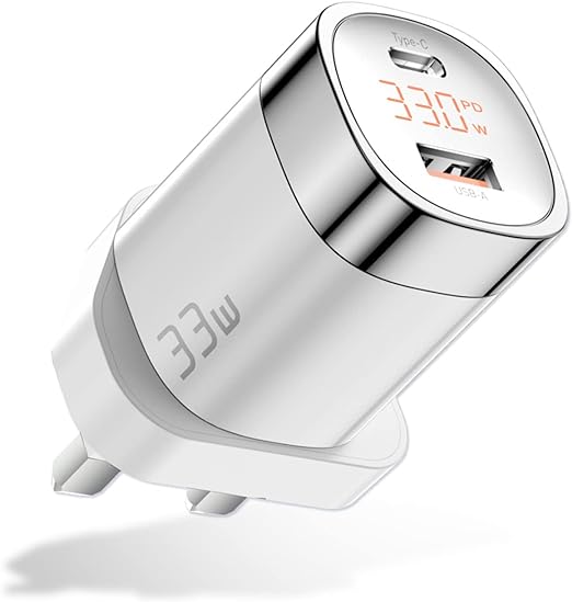 USB C GaN Wall Charger 33W with Power Display, Forset-snail Wall Fast 