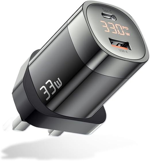 USB C GaN Wall Charger 33W with Power Display, Forset-snail Wall Fast 