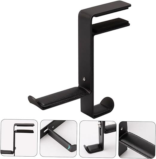 Generic Headphone Stand Metal Headset Hanger Metal Stand Headphones Stand Rack Headset Soundbar Hook Headphone Hanger Holder Headset Holder Clamp on Desk Hanger Pu Universal Display Stand