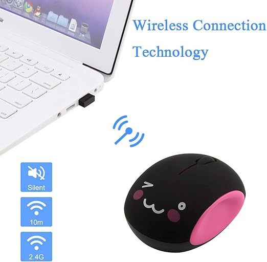 2.4GHz Wireless Mouse Cute Small Silent Mouse Portable Mini Rechargeable Optical Mice Cartoon Computer Mouse 3 Buttons Cordless Mouse for Laptop Desktop PC Notebook