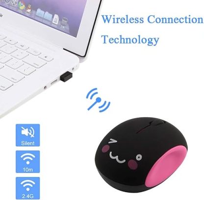 2.4GHz Wireless Mouse Cute Small Silent Mouse Portable Mini Rechargeable Optical Mice Cartoon Computer Mouse 3 Buttons Cordless Mouse for Laptop Desktop PC Notebook