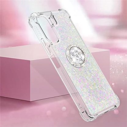 EnZo Quicksand Case for Xiaomi Redmi 13C 4G for Women Girls, Glitter Sparkle Flowing Clear Liquid Cover Case with Bling Diamond Kickstand for Xiaomi Redmi 13C 4G