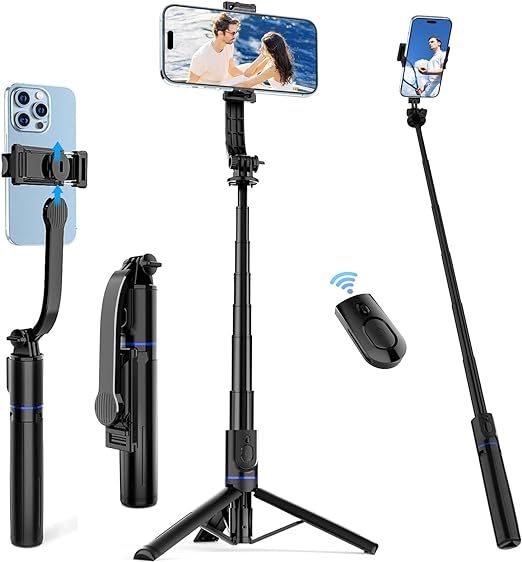Selfie Stick Tripod with Detachable Phone Holder & Remote, 107 cm Extendable Cell Phone Tripod for iPhone Samsung Android Smartphones GoPro,Portable Travel Tripod Stand