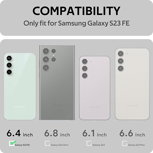 EnZo Crystal Clear Case Cover for Samsung Galaxy S23 FE 5G(2023), Hard Back Slim Shockproof Bumper, Wireless Charging Compatible for Samsung Galaxy S23FE 6.4 inch