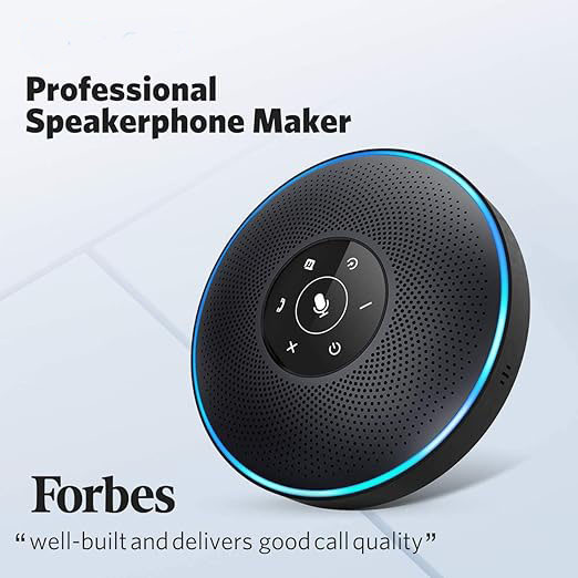 Pacificshopec Bluetooth Speakerphone M2 Black Conference Speaker for 5-8 People Business Conference 360º Voice Pickup 4 AI Microphone Self-Adaptive Conference Call Speaker Skype USB Speakerphone