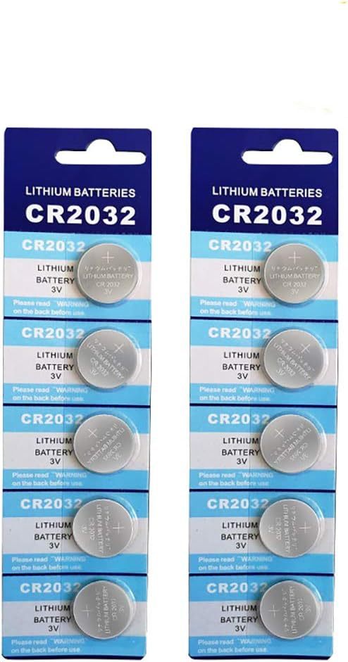 CR2032 Battery 3 Volt Lithium Coin Cell 2032 Batteries 10 Pack (2x5 Pack) In Original Packaging for Watch, Car Key, Calculator, Electronic Scale