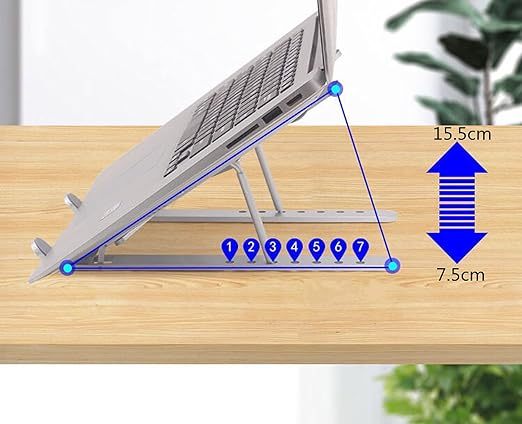 Aluminium Alloy Made Foldable Portable Laptop Stand, 7 Levels Adjustable Height Holder For iPad, MacBook, Notebook