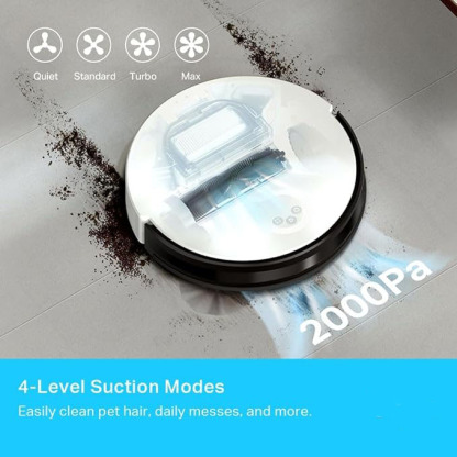 2-in-1 Robotic Vacuum Cleaner & Mop, 4-Level 2000Pa Suction, Google Assistant Alexa Compatible | Auto-Charging Auto-Boost 3-Hour Continuous Cleaning Hub Included