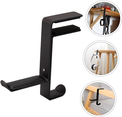 Generic Headphone Stand Metal Headset Hanger Metal Stand Headphones Stand Rack Headset Soundbar Hook Headphone Hanger Holder Headset Holder Clamp on Desk Hanger Pu Universal Display Stand