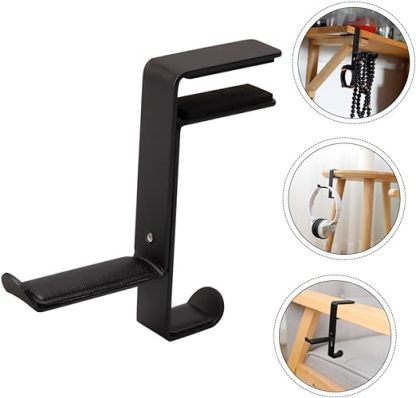 Generic Headphone Stand Metal Headset Hanger Metal Stand Headphones Stand Rack Headset Soundbar Hook Headphone Hanger Holder Headset Holder Clamp on Desk Hanger Pu Universal Display Stand