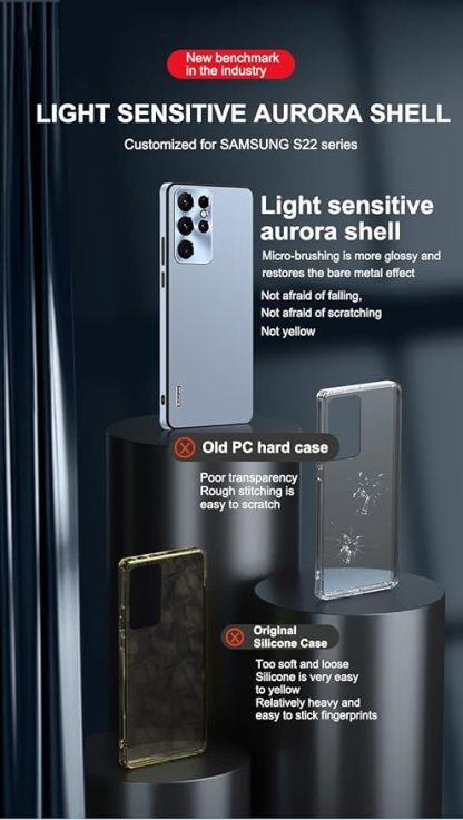 EnZo is Suitable for Samsung Mobile Phone case S23 Ultra Metal Lens, Fashionable, no Dead Angle Protection, New Matte+Starlight Protective case