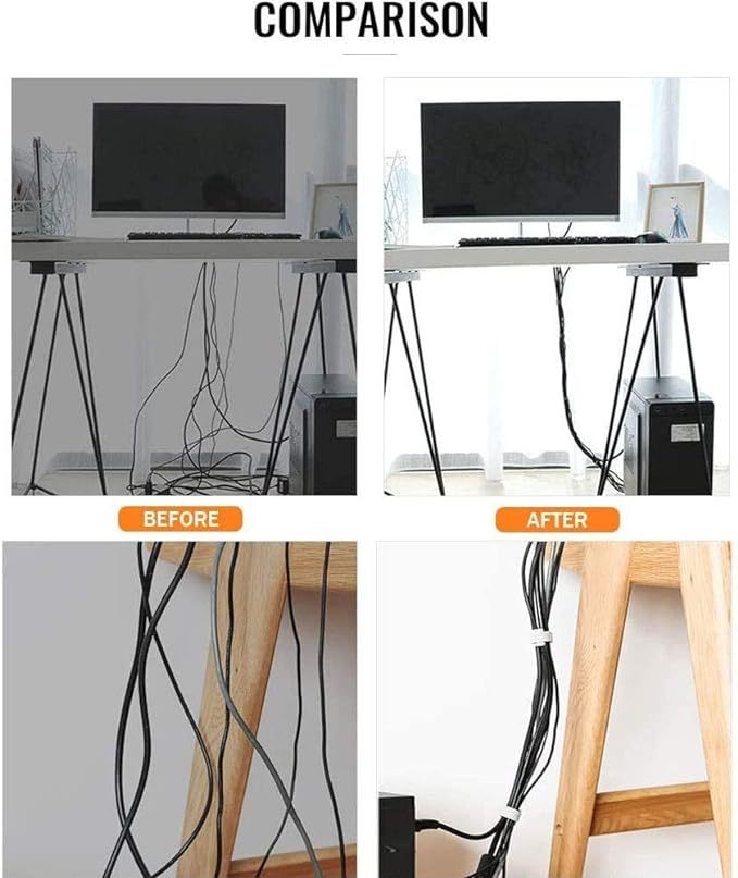 Reusable Cable Ties,Fastening Cable Straps Adjustable Multi-Purpose Hook and Loop Cord Ties, Cable Management Wire Organizer for PC Computer Electronics