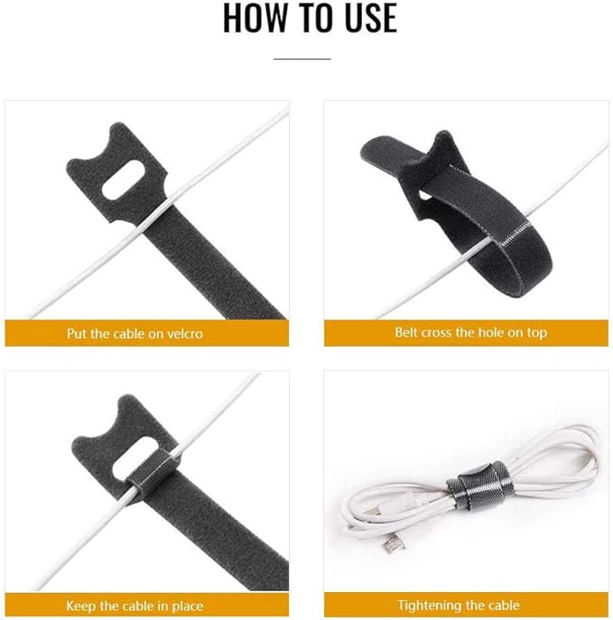 Reusable Cable Ties,Fastening Cable Straps Adjustable Multi-Purpose Hook and Loop Cord Ties, Cable Management Wire Organizer for PC Computer Electronics