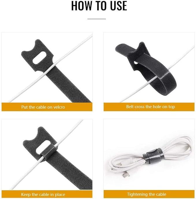 Reusable Cable Ties,Fastening Cable Straps Adjustable Multi-Purpose Hook and Loop Cord Ties, Cable Management Wire Organizer for PC Computer Electronics