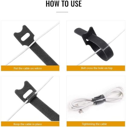 Reusable Cable Ties,Fastening Cable Straps Adjustable Multi-Purpose Hook and Loop Cord Ties, Cable Management Wire Organizer for PC Computer Electronics
