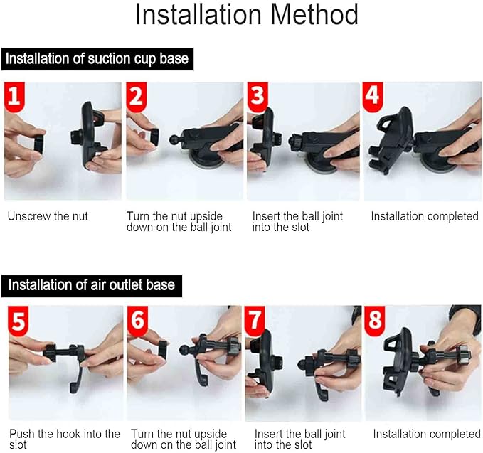 Universal Cell Phone Holder for Car [Solid & Durable] Car Phone Holder Mount for Dashboard Windshield Air Vent Long Arm Strong Suction