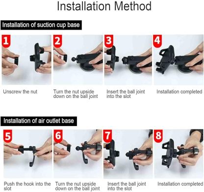 Universal Cell Phone Holder for Car [Solid & Durable] Car Phone Holder Mount for Dashboard Windshield Air Vent Long Arm Strong Suction