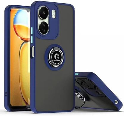 EnZo ase Compatible with Xiaomi Redmi 13C & Poco C65 with Screen Protector,TPU + Hard PC Shockproof Magnetic Ring Car Mount Stand Bumper Cover