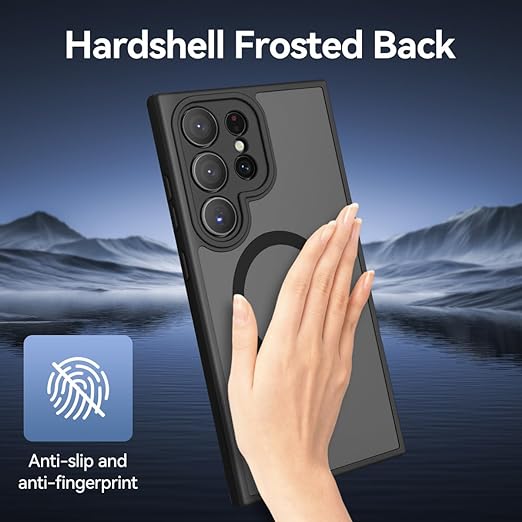 EnZo Magnetic Case for Samsung Galaxy S24 Ultra 5G, Compatible with MagSafe, Translucent Matte [Ultra Slim Shockproof] [Anti-Slip] S24 Ultra Protective Phone Case -Black