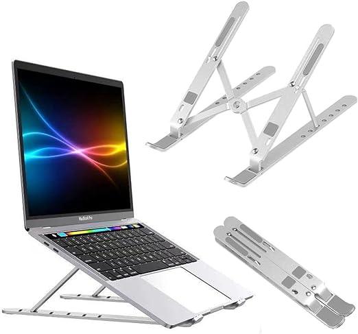 Aluminium Alloy Made Foldable Portable Laptop Stand, 7 Levels Adjustable Height Holder For iPad, MacBook, Notebook