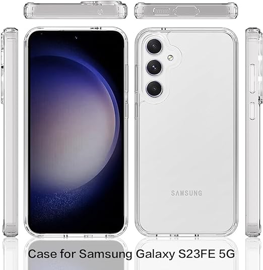 EnZo Crystal Clear Case Cover for Samsung Galaxy S23 FE 5G(2023), Hard Back Slim Shockproof Bumper, Wireless Charging Compatible for Samsung Galaxy S23FE 6.4 inch