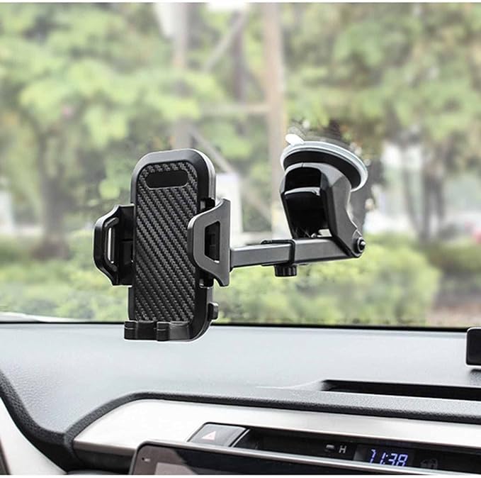 Universal Cell Phone Holder for Car [Solid & Durable] Car Phone Holder Mount for Dashboard Windshield Air Vent Long Arm Strong Suction
