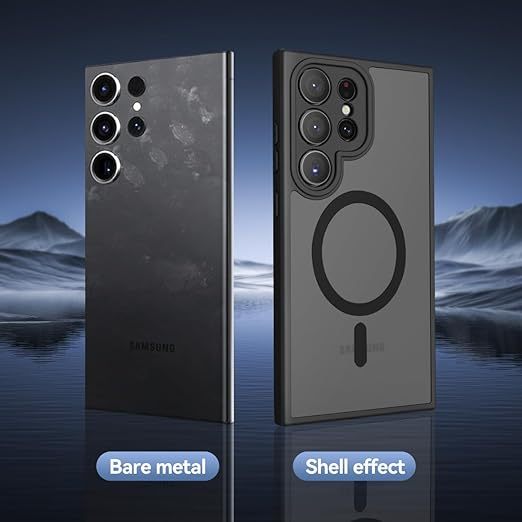 EnZo Magnetic Case for Samsung Galaxy S24 Ultra 5G, Compatible with MagSafe, Translucent Matte [Ultra Slim Shockproof] [Anti-Slip] S24 Ultra Protective Phone Case -Black