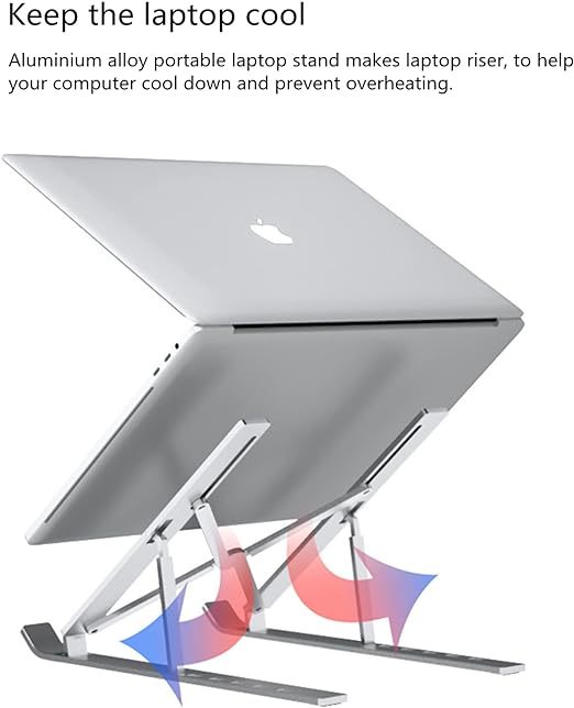 Aluminium Alloy Made Foldable Portable Laptop Stand, 7 Levels Adjustable Height Holder For iPad, MacBook, Notebook