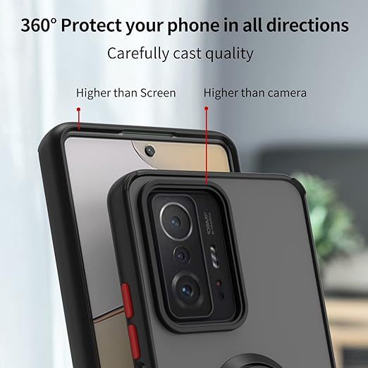 EnZo ase Compatible with Xiaomi Redmi 13C & Poco C65 with Screen Protector,TPU + Hard PC Shockproof Magnetic Ring Car Mount Stand Bumper Cover