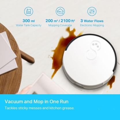 2-in-1 Robotic Vacuum Cleaner & Mop, 4-Level 2000Pa Suction, Google Assistant Alexa Compatible | Auto-Charging Auto-Boost 3-Hour Continuous Cleaning Hub Included