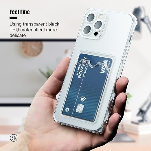 EnZo Case for iPhone 15 Clear Cute Phone Case Soft TPU Wallet Case Slim Bag Cover Shockproof with Card Slot Holder